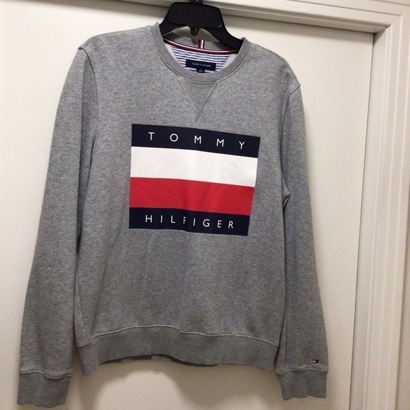 Mens Tommy Hilfiger Gray Pullover Sweatshirt - Picture 1 of 4